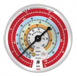 Mastercool MRH High Side Gauge Refrigerant Scale&amp;deg;C, BAR, and PSI, 2-1/2&amp;quot; for R134a, R404A, R407C, R22 and R507-