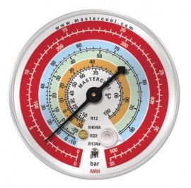Mastercool MRH High Side Gauge Refrigerant Scale&amp;deg;C, BAR, and PSI, 2-1/2&amp;quot; for R134a, R404A, R407C, R22 and R507-