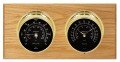 Maximum Catalina Two-Instrument Weather Station with oak panel, brass case, black dial-