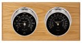 Maximum Catalina Two-Instrument Weather Station with oak panel, chrome case, black dial-