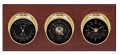 Maximum Executive Three-Instrument Weather Station with mahogany panel, brass case, black dial-
