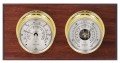 Maximum Hatteras Two-Instrument Weather Station with mahogany panel, brass case, silver dial-