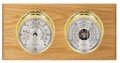 Maximum Hatteras Two-Instrument Weather Station with oak panel, brass case, silver dial-