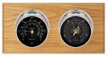 Maximum Hatteras Two-Instrument Weather Station with oak panel, chrome case, black dial-