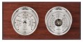 Maximum Hatteras Two-Instrument Weather Station with mahogany panel, chrome case, silver dial-