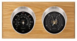 Maximum Hatteras Two-Instrument Weather Station with oak panel, satin case, black dial-
