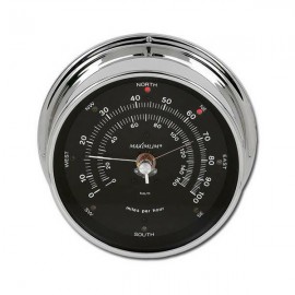 Maximum Maestro MABC Analog Wind Speed and Direction Instrument, Chrome Case and Black Dial-