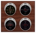 Maximum Marconi Four-Instrument Weather Station with mahogany panel, chrome case, black dial-