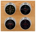 Maximum Marconi Four-Instrument Weather Station with oak panel, chrome case, silver dial-