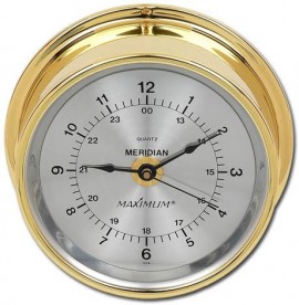Maximum Meridian MEA Quartz Clock, Brass Case and Silver Dial-