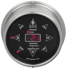 Maximum Merlin MLWN Digital Wind Speed and Direction Instrument, Nickel Case and Black Dial-