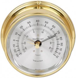 Maximum Mini-Max MXA Outside Temperature Instrument, Brass Case and Silver Dial-