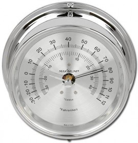 Maximum Mini-Max MXAC Outside Temperature Instrument, Chrome Case and Silver Dial-