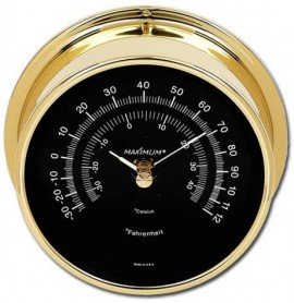 Maximum Mini-Max MXB Outside Temperature Instrument, Brass Case and Black Dial-