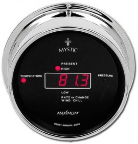 Maximum Mystic MYBC Outside Temperature and Barometric Pressure, Chrome Case and Black Dial-