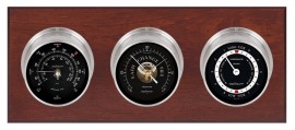 Maximum Newport Three-Instrument Weather Station with mahogany panel, satin case, black dial-
