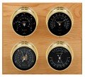 Maximum Observer 2S Four-Instrument Weather Station with oak panel, brass case, black dial-