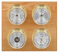 Maximum Observer Four-Instrument Weather Station with oak panel, brass case, silver dial-