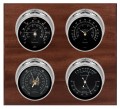 Maximum Observer Four-Instrument Weather Station with mahogany panel, chrome case, black dial-