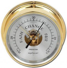 Maximum Predictor PDA Analog Barometer, Brass Case and Silver Dial-