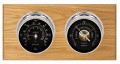 Maximum Portland Two-Instrument Weather Station with oak panel, chrome case, black dial-