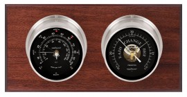 Maximum Portland Two-Instrument Weather Station with mahogany panel, satin case, black dial-