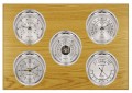 Maximum Professional 2S Five-Instrument Weather Station with oak panel, chrome case, silver dial-