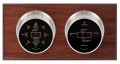 Maximum Sorcerer Two-Instrument Weather Station with mahogany panel, satin case, silver dial-