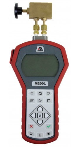 Meriam M2001 Rotary Gas Meter Tester with push-to-read valve, -14.5 to 15 psid, wet-wet-