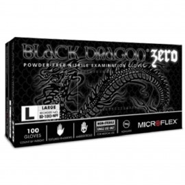 Microflex BD1003NPF Black Dragon Zero Series Nitrile Gloves, large, 100-pack-