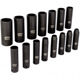 Milton 1300-SS-02 Deep Impact Socket Set, 3/8" drive, 6 to 20 mm, 15-piece-
