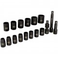 Milton 1300-SS-06 Shallow Impact Socket Set, ½" Drive, 17-piece-