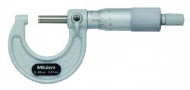 Mitutoyo 103-137 Series 103 Outside Micrometer with ratchet stop, 0 to 25 mm, 0.01 mm-