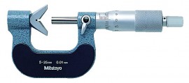Mitutoyo 114-109 3-Flute V-Anvil Micrometer, 115 to 130 mm, 0.01 mm graduations-