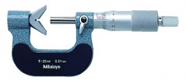 Mitutoyo 114-113 3 Flute V-Anvil Micrometer, 1 to 1.6”-