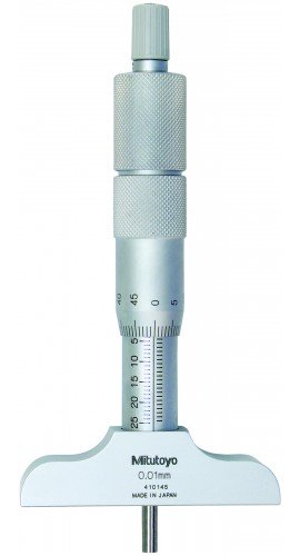 Mitutoyo 129-153 Mechanical Depth Micrometer with Interchangeable Rods, 0 to 300 mm, 0.01 mm-