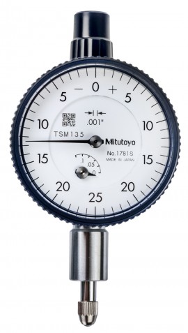 Mitutoyo 1781AB Series 1 Compact Small Diameter Dial Indicator, 0.125&amp;quot;, SAE-