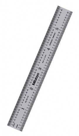 Mitutoyo 182-105 Series 182 Wide Rigid Steel Rule, 6&amp;quot; x 150 mm, <sup>1</sup>&amp;frasl;<sub>32</sub>/<sup>1</sup>&amp;frasl;<sub>64</sub>/1 mm/0.5 mm-