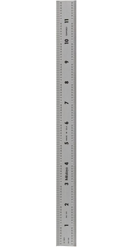 Mitutoyo 182-125 Stainless Steel Rule, 0-12&quot; (0-300mm)-