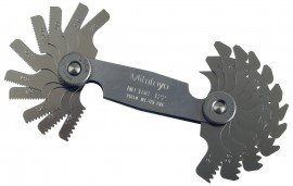 Mitutoyo 188-122 Series 188 Metric Screw Pitch Gauge, 0.4 to 7 mm, 21 leaves-