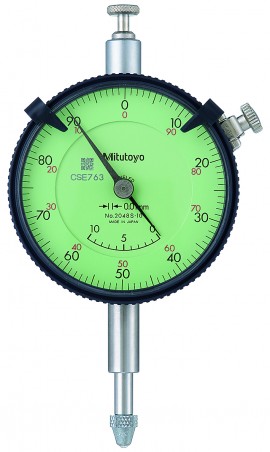 Mitutoyo 2048A-10 Series 2 Special Dial Indicator with lug, 10 mm, 0.01 mm graduation-