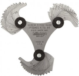 Mitutoyo 950-253 Pitch Gage, Unified Screw 60&amp;deg;, 4-84TPI, 51 Leaves-
