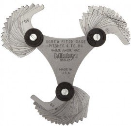 Mitutoyo 950-253 Pitch Gage, Unified Screw 60&amp;deg;, 4-84TPI, 51 Leaves-