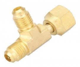 NAVAC F1027 &amp;frac14;&amp;quot; Access Tee Connector without depressor, &amp;frac14;&amp;quot; female SAE x &amp;frac14;&amp;quot; female SAE swivel, nut on run, 3-pack-