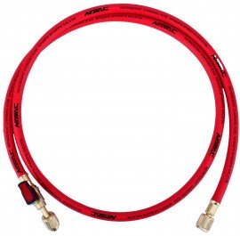 NAVAC NH5CR Ball Valve Refrigerant Charging Hose with &amp;frac14;&amp;quot; SAE fittings, 5&#039;, red-