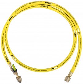 NAVAC NH5CY Ball Valve Refrigerant Charging Hose with &amp;frac14;&amp;quot; SAE fittings, 5', yellow-