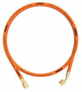 NAVAC NH5L 5' Orange Refrigerant Hose with &amp;frac14;&amp;quot; SAE, A2L reversed thread, 45&amp;deg;-