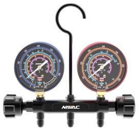 NAVAC NMG15A Pro Series Manifold Gauge for R134A, R404A, and R410A refrigerants, 3&amp;frac18;&amp;quot;-