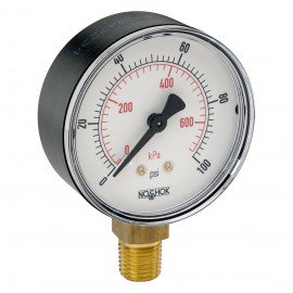 NOSHOK 100 Steel Pressure Gauge, 2&amp;quot; dial, 0 to 100 psi-