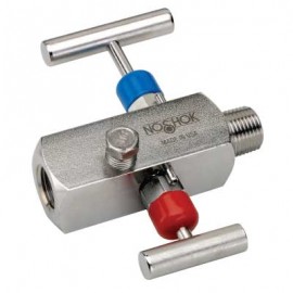 NOSHOK 2170-MFS Needle Valve, Block &amp; Bleed, Soft Seat, 2-Valve, 1/2&quot; NPT, Male-Female, 316 SS-
